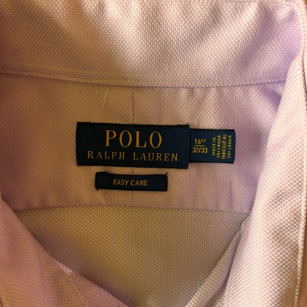 Polo Ralph Lauren Dress Shirt 16.5 32/33 Easy Care Cotton Lavender Preppy Mens